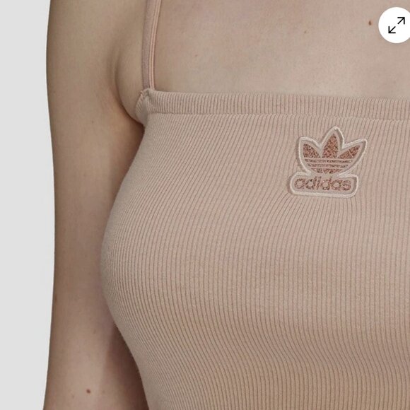 Adidas Light Pink Ribbed Logo Crop Cami - Size Small - Picture 2 of 8